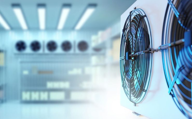 Refrigeration and aircooling system in an industrial space